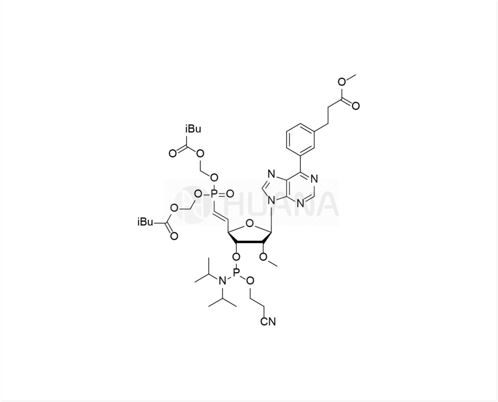 5'-POM-(E) -vinilfosfonato-2'-O-Me-6-Deamino-6-(m-estere metilico dell'acido benzenopropanoico) -rA-3'- CE-fosforamidite