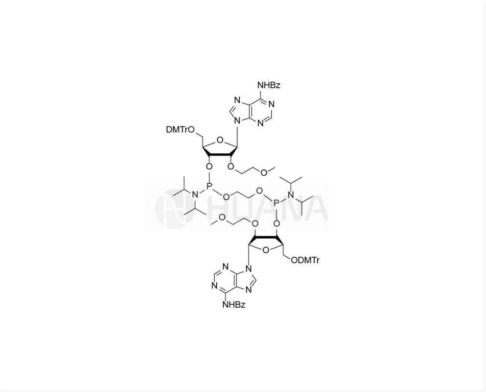 Etan-1,2-di ((5'-O-DMTr-2'-O-MOE-rA ((Bz)-3'-oxy) bis ((diisopropilfosforamidite)