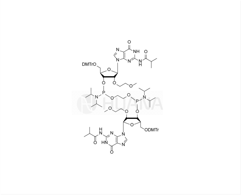 Etan-1,2-di ((5'-O-DMTr-2'-O-MOE-rG ((iBu)-3'-oxy) -bis ((diisopropilfosforamidite)