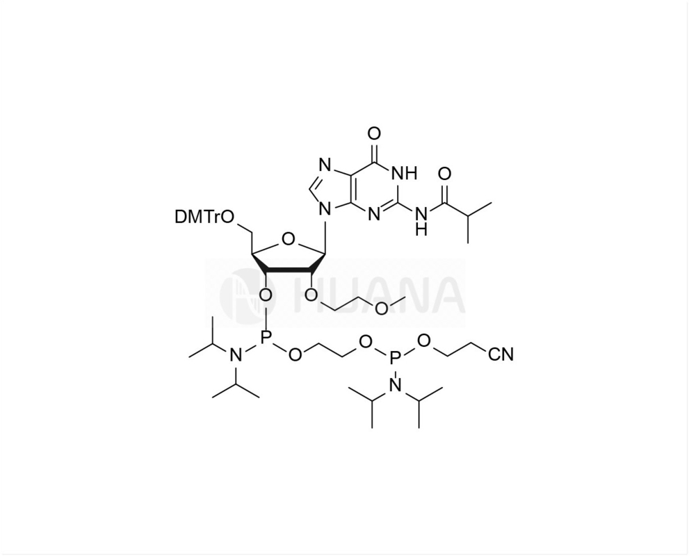 5'-O-DMT-2'-O-MOE-rG ((iBu)-3'- ((2-cianetoxi) ((diisopropilamino) fosforamidite) - etil-diisopropilfosforamidite